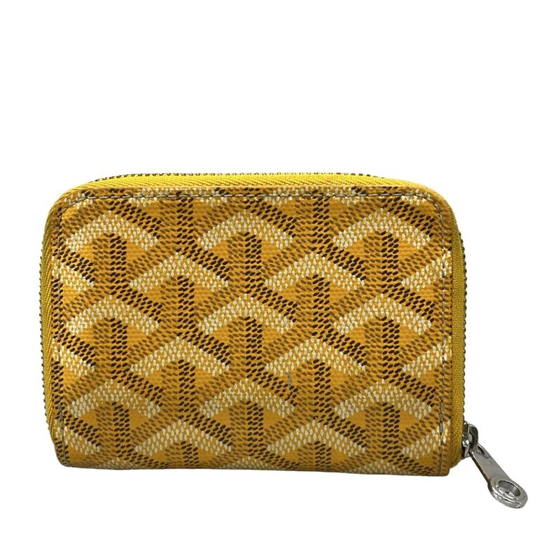 Goyard Coin Case Matignon PM Wallet Yellow Round Zipper Leather