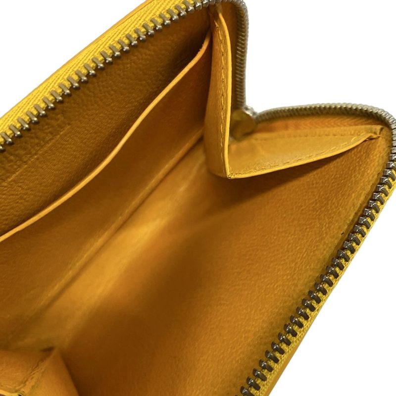 Goyard Coin Case Matignon PM Wallet Yellow Round Zipper Leather