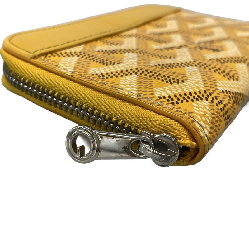 Goyard Coin Case Matignon PM Wallet Yellow Round Zipper Leather