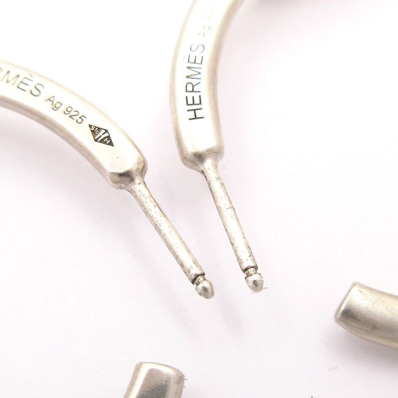 Hermes Earrings Chaine D'ancre Silver Hoop