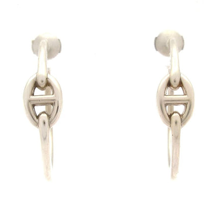 Hermes Earrings Chaine D'ancre Silver Hoop