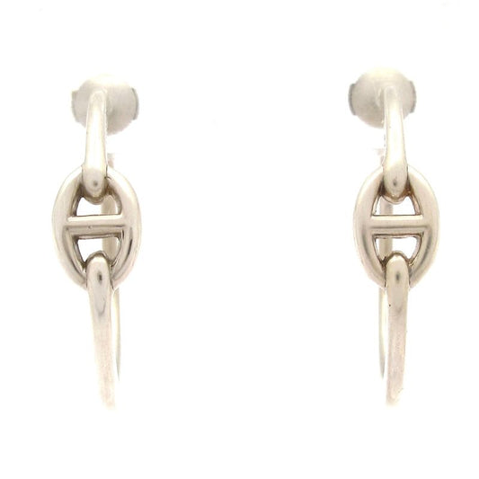 Hermes Earrings Chaine D'ancre Silver Hoop