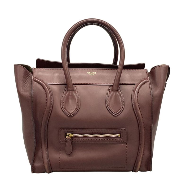 Celine Handbag Luggage Mini Shopper Bordeaux Leather