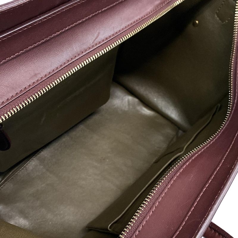 Celine Handbag Luggage Mini Shopper Bordeaux Leather