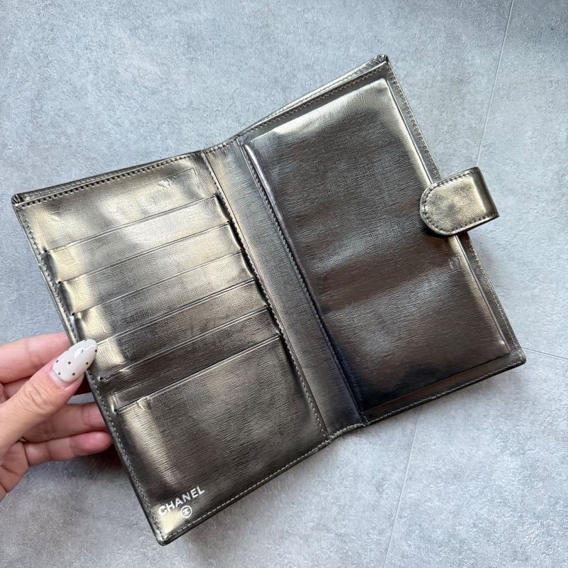 Chanel Coco Long Wallet with Clasp Gold Leather Bifold Wallet Authenticity