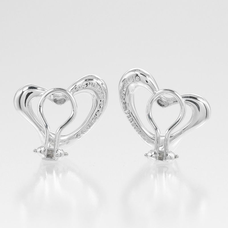 Tiffany & Co Open Heart Silver 925 Ladies 10.6g Earring