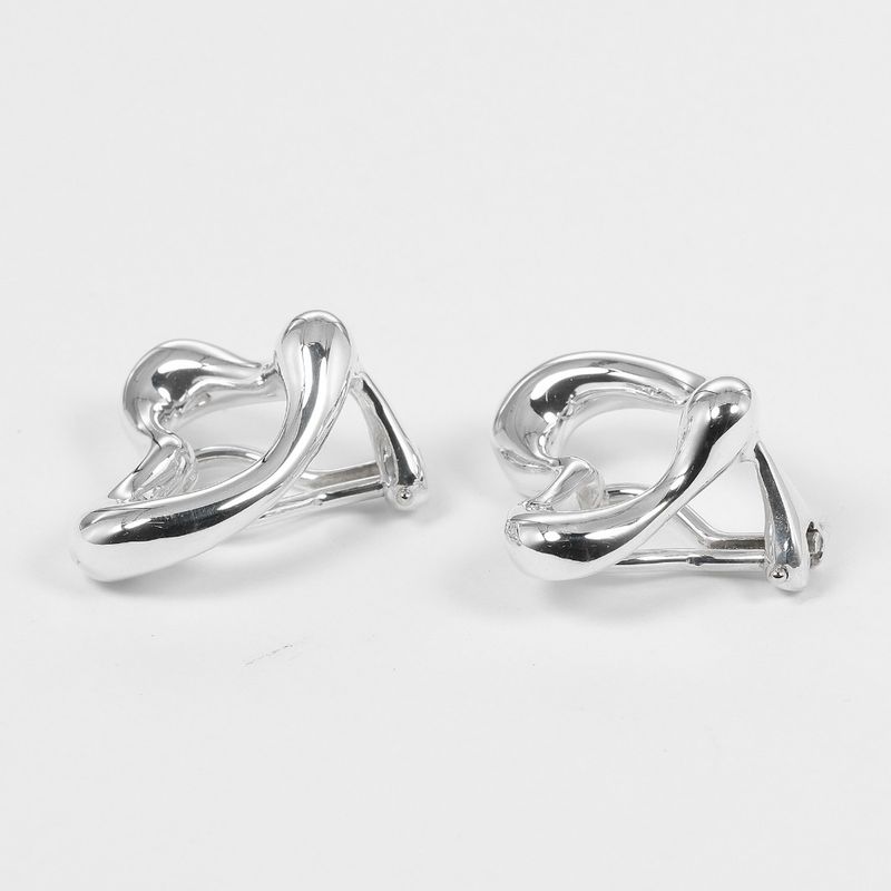 Tiffany & Co Open Heart Silver 925 Ladies 10.6g Earring