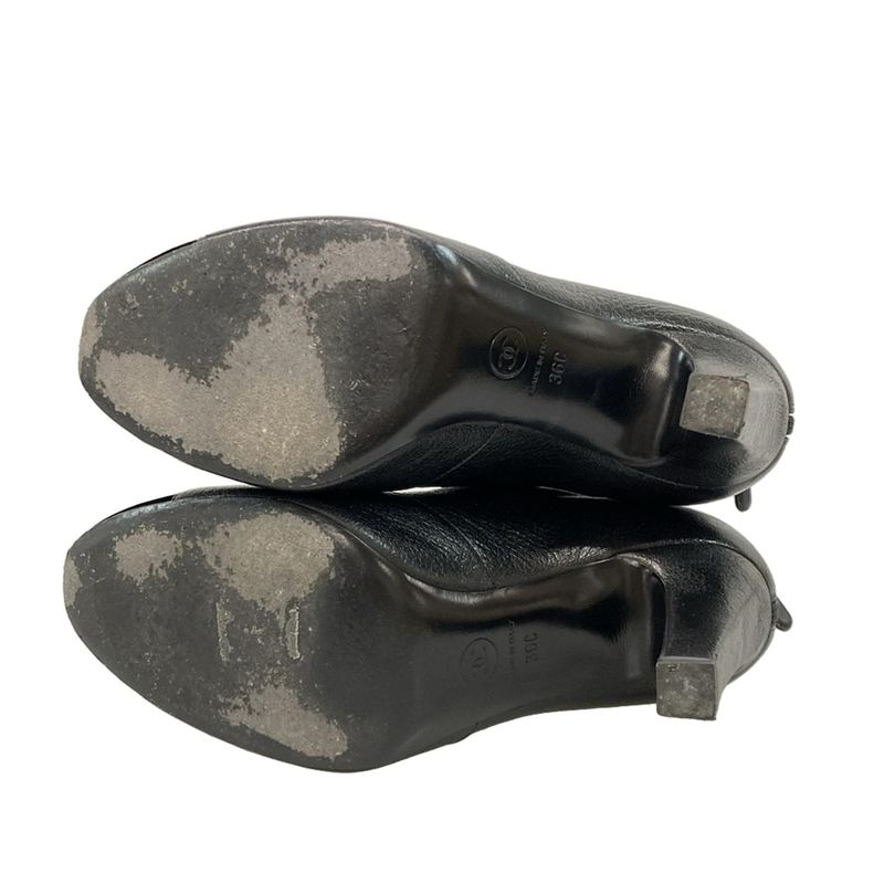 Chanel Short Boots 36 C Women - G35254 Black Ribbon 2019aw Leather