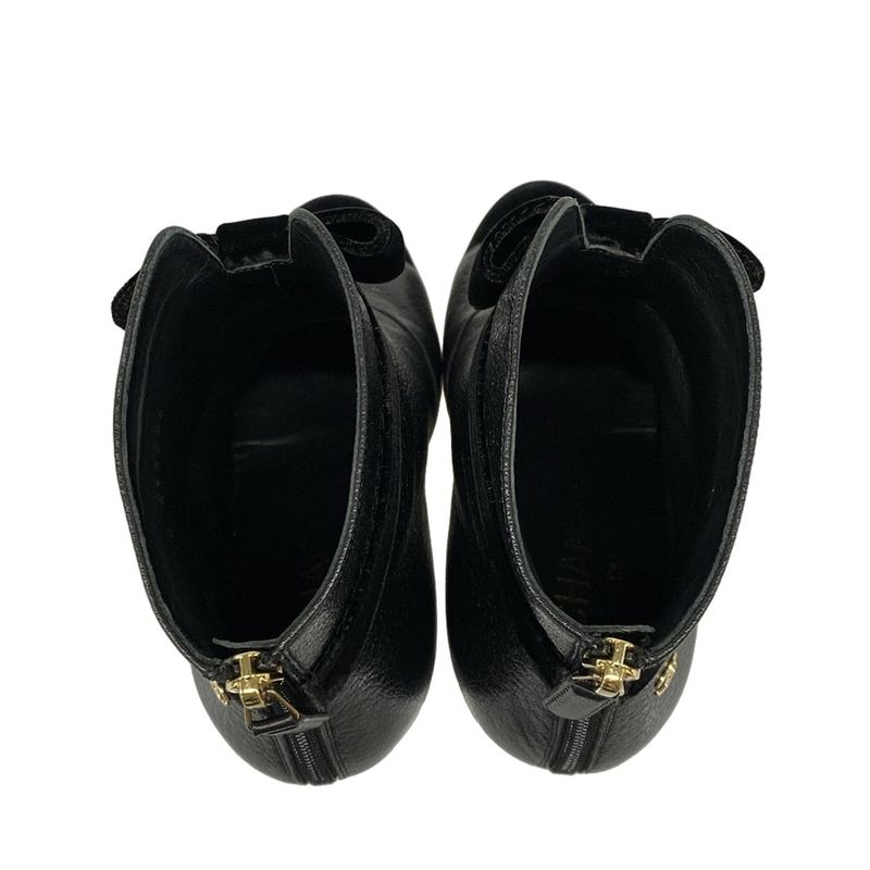 Chanel Short Boots 36 C Women - G35254 Black Ribbon 2019aw Leather