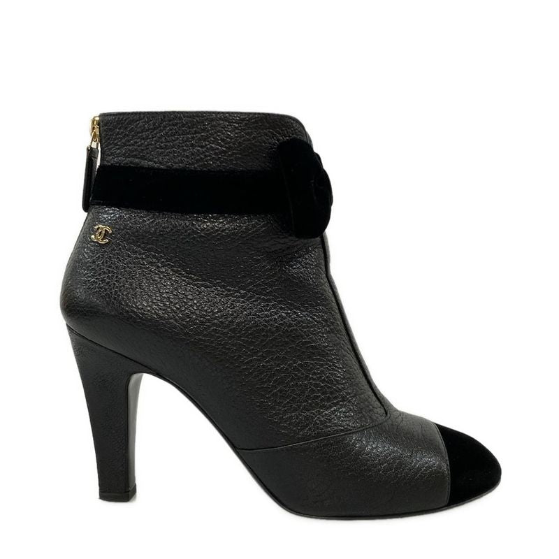 Chanel Short Boots 36 C Women - G35254 Black Ribbon 2019aw Leather