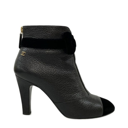 Chanel Short Boots 36 C Women - G35254 Black Ribbon 2019aw Leather