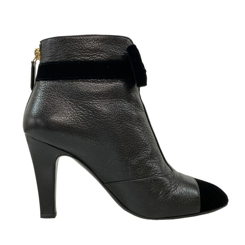 Chanel Short Boots 36 C Women - G35254 Black Ribbon 2019aw Leather