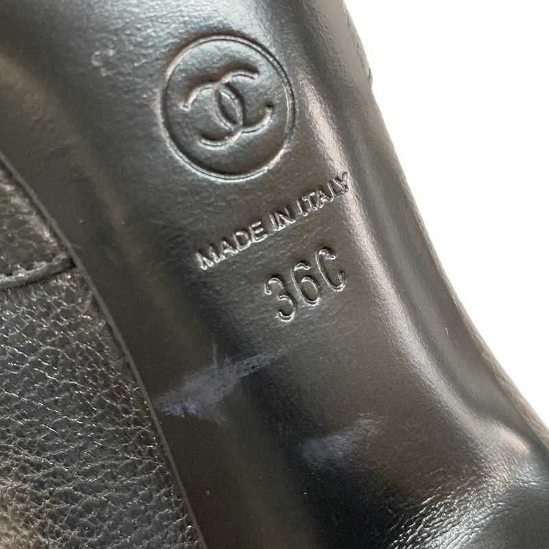 Chanel Short Boots 36 C Women - G35254 Black Ribbon 2019aw Leather