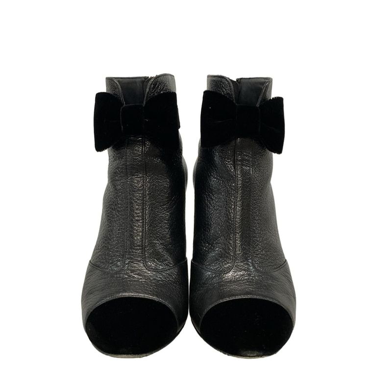 Chanel Short Boots 36 C Women - G35254 Black Ribbon 2019aw Leather