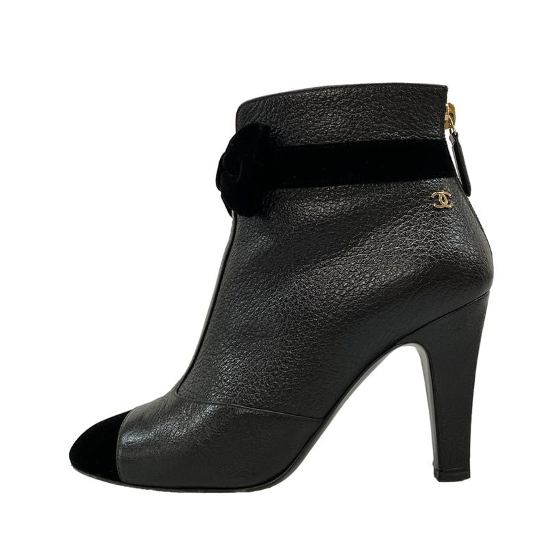 Chanel Short Boots 36 C Women - G35254 Black Ribbon 2019aw Leather