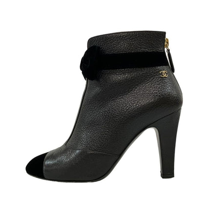 Chanel Short Boots 36 C Women - G35254 Black Ribbon 2019aw Leather