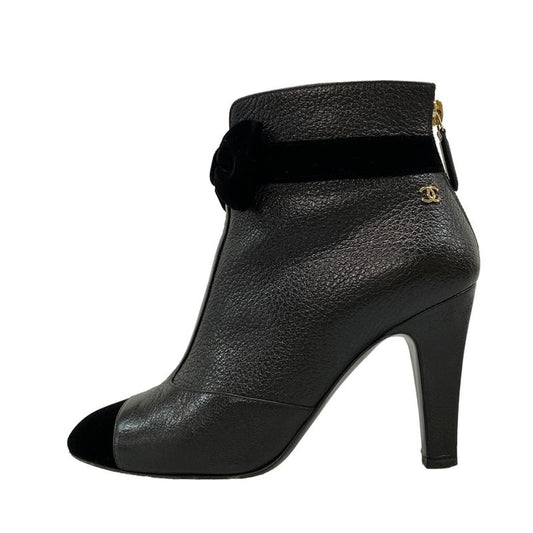 Chanel Short Boots 36 C Women - G35254 Black Ribbon 2019aw Leather