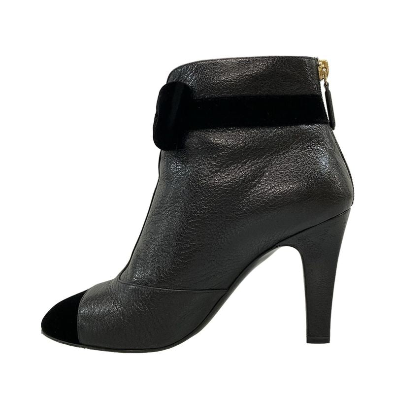 Chanel Short Boots 36 C Women - G35254 Black Ribbon 2019aw Leather