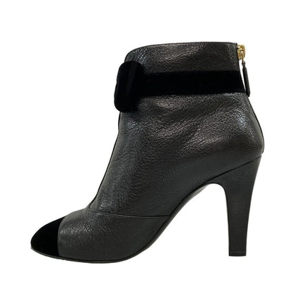 Chanel Short Boots 36 C Women - G35254 Black Ribbon 2019aw Leather