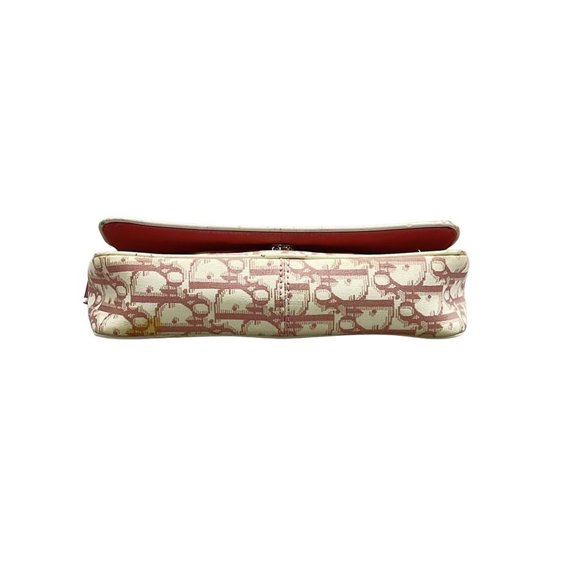 Dior Christian Dior Shoulder Bag Trotter Pink and White Rhinestone Pearl Flower