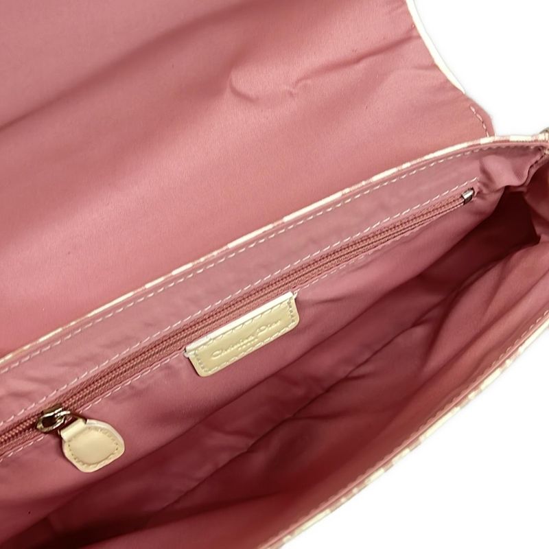 Dior Christian Dior Shoulder Bag Trotter Pink and White Rhinestone Pearl Flower