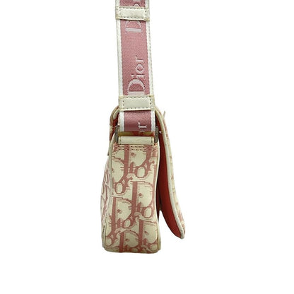 Dior Christian Dior Shoulder Bag Trotter Pink and White Rhinestone Pearl Flower