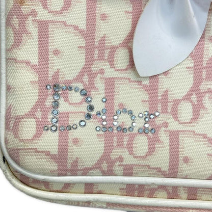 Dior Christian Dior Shoulder Bag Trotter Pink and White Rhinestone Pearl Flower