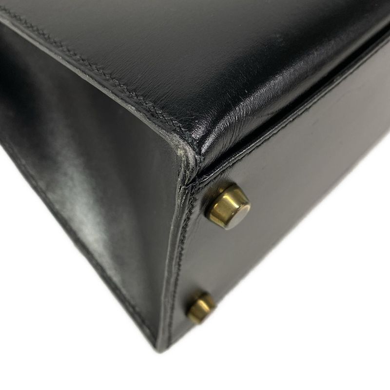 Hermes Handbag Kelly 32 Black Outside Stitching Gold Hardware