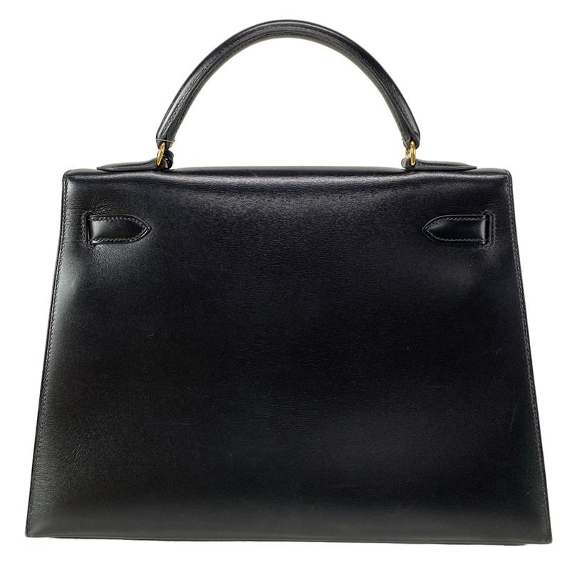 Hermes Handbag Kelly 32 Black Outside Stitching Gold Hardware