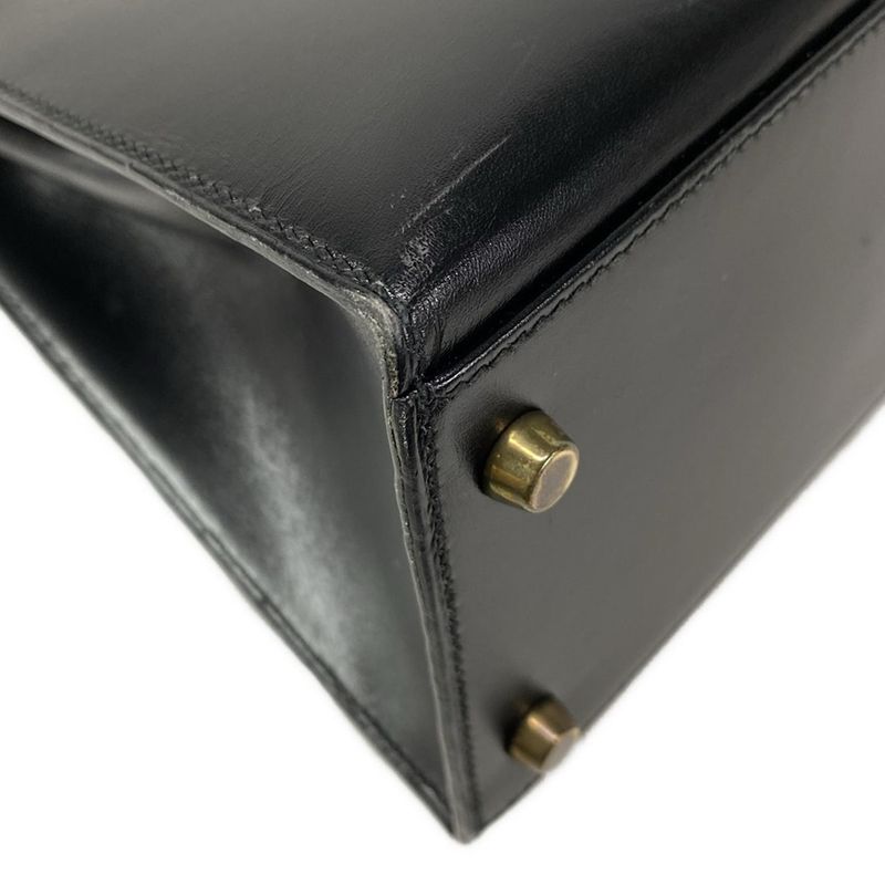 Hermes Handbag Kelly 32 Black Outside Stitching Gold Hardware