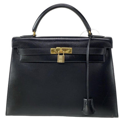 Hermes Handbag Kelly 32 Black Outside Stitching Gold Hardware