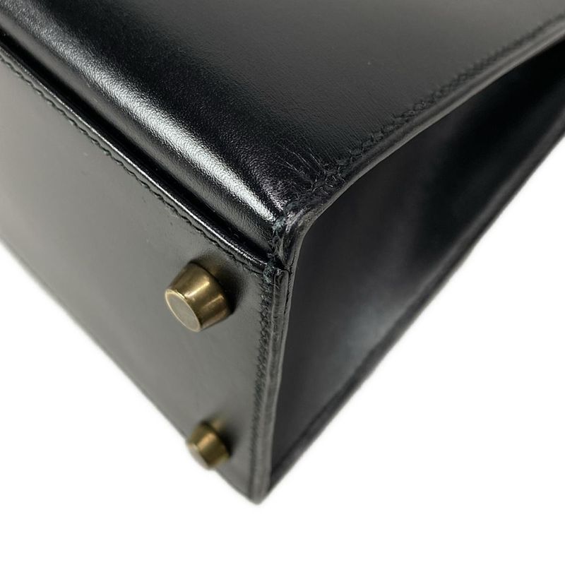 Hermes Handbag Kelly 32 Black Outside Stitching Gold Hardware