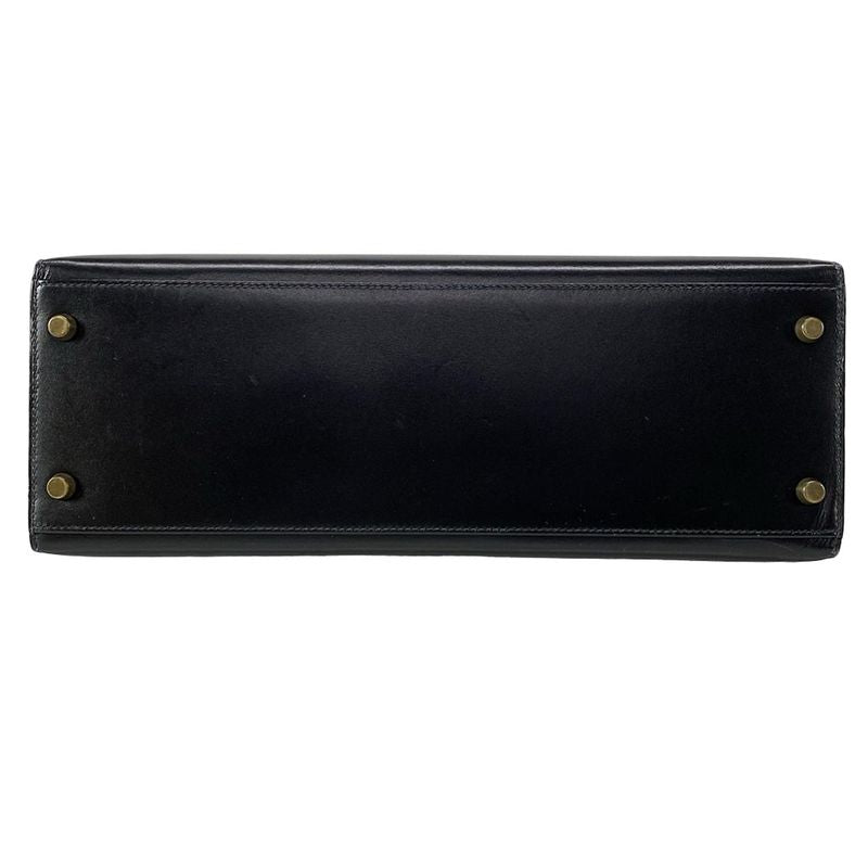Hermes Handbag Kelly 32 Black Outside Stitching Gold Hardware
