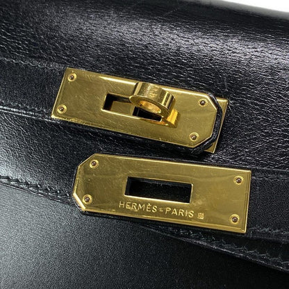 Hermes Handbag Kelly 32 Black Outside Stitching Gold Hardware