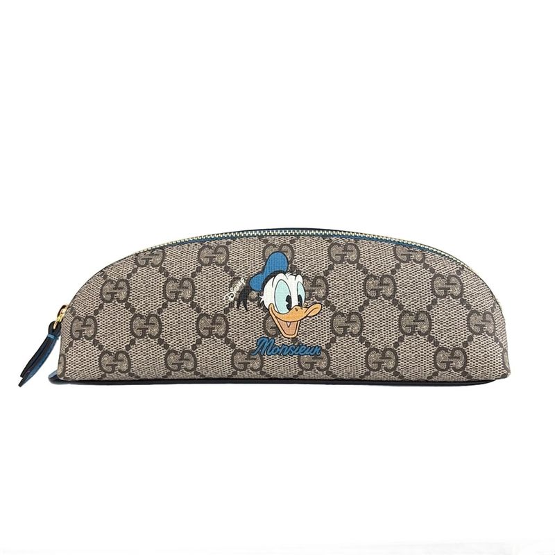 Gucci Pen Case GG Plus GG Supreme 662129 Beige X Dark Brown X Blue Donald Duck