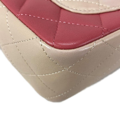 Chanel Shoulder Bag Mini Matelasse Red and Pink and Pink-Beige Lambskin