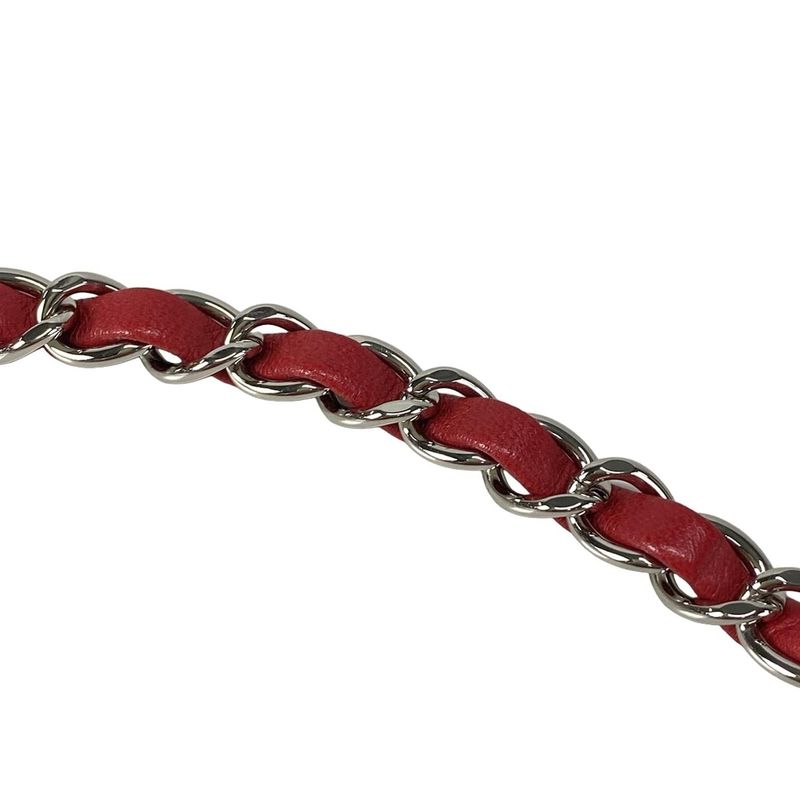 Chanel Shoulder Bag Mini Matelasse Red and Pink and Pink-Beige Lambskin