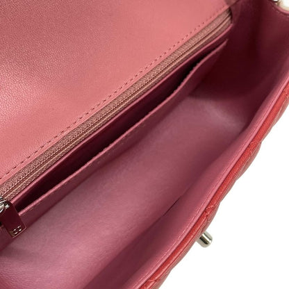 Chanel Shoulder Bag Mini Matelasse Red and Pink and Pink-Beige Lambskin