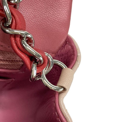 Chanel Shoulder Bag Mini Matelasse Red and Pink and Pink-Beige Lambskin