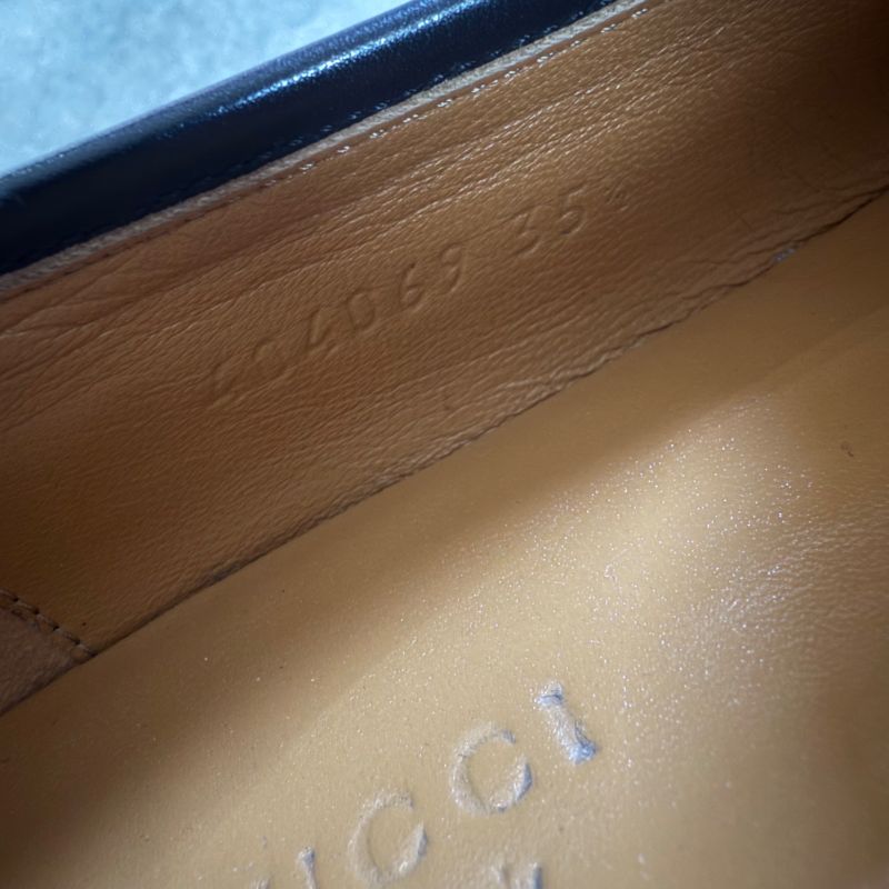 Gucci Jordane 35 1 2 22.5cm (8.86in) Black Gold Hardware Horsebit Loafers