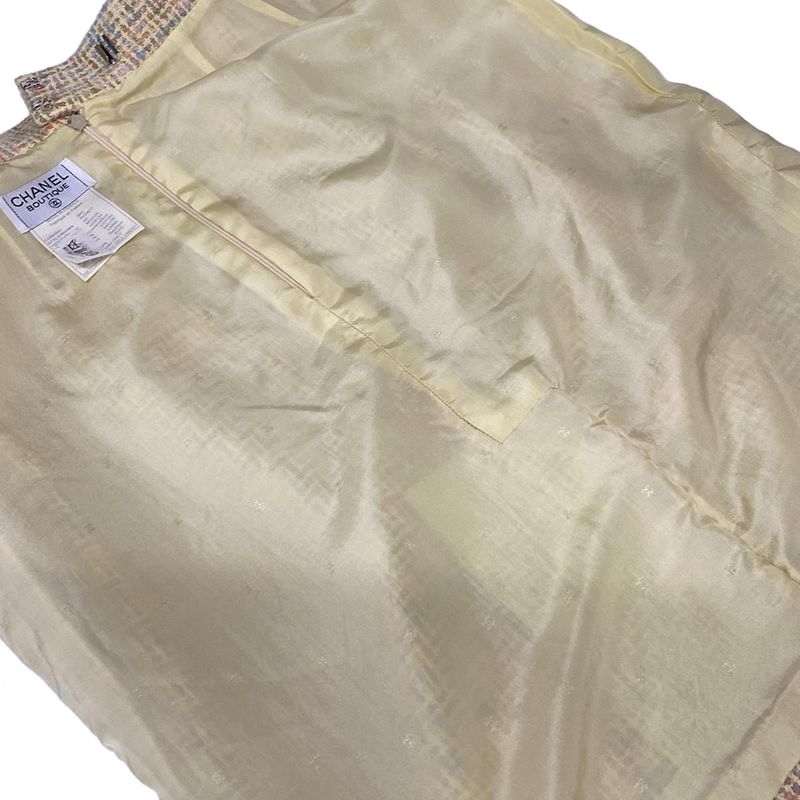 Chanel Skirt Suit Size 42 L Women - P02677 Beige X Orange X Multi Tweed