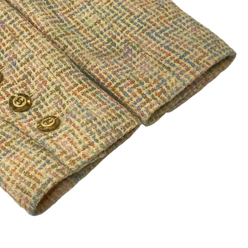 Chanel Skirt Suit Size 42 L Women - P02677 Beige X Orange X Multi Tweed
