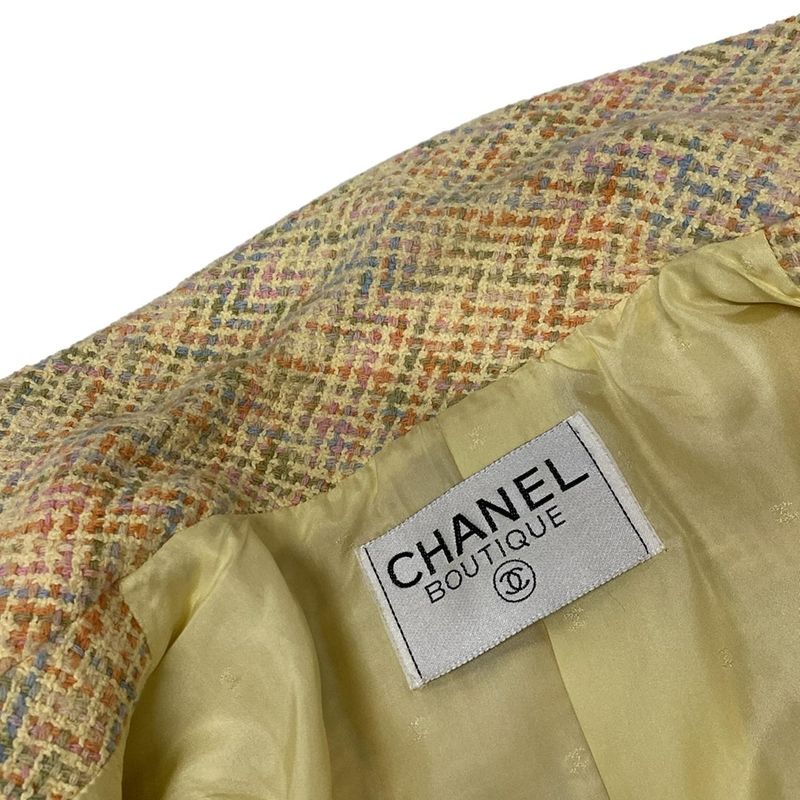 Chanel Skirt Suit Size 42 L Women - P02677 Beige X Orange X Multi Tweed