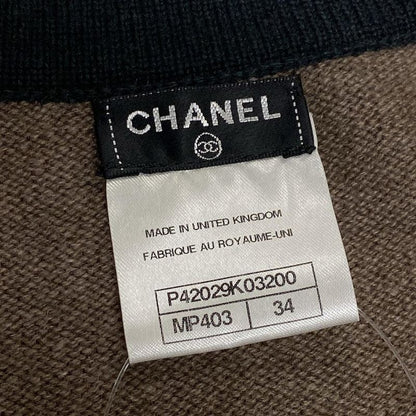 Chanel Cardigan Size 34 S Women's Excellent Condition P42029 Brown X Dark Green