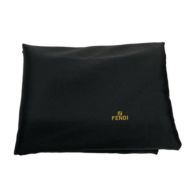 Fendi Handbag Zucchino Pattern 8br002 Beige and Dark Brown Leather