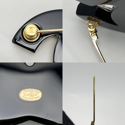 Chanel Brooch Black X Gold Resin