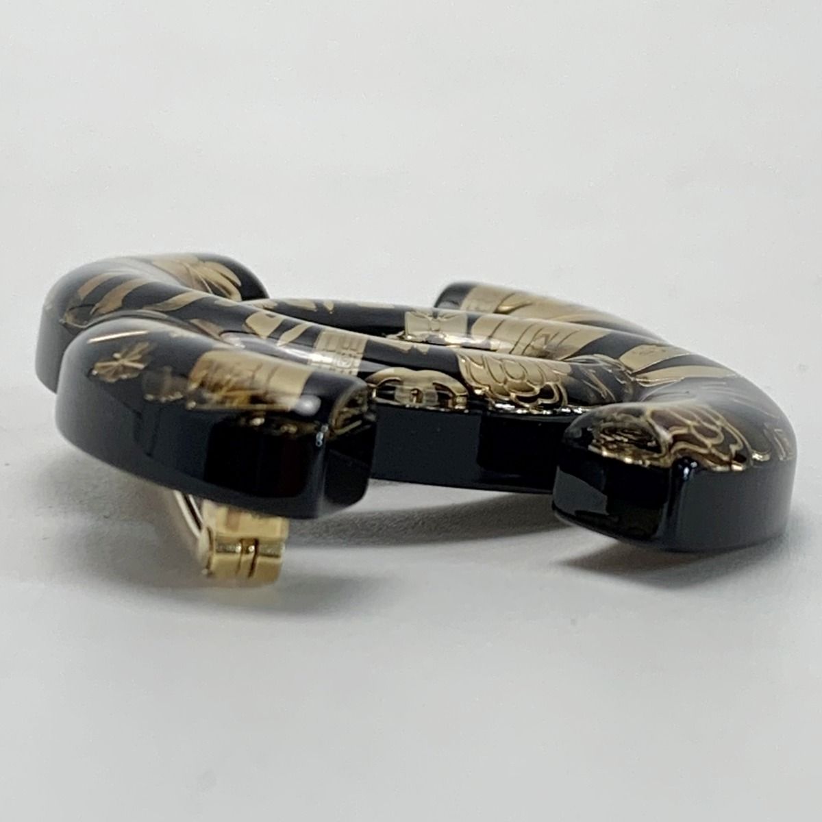 Chanel Brooch Black X Gold Resin