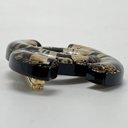 Chanel Brooch Black X Gold Resin