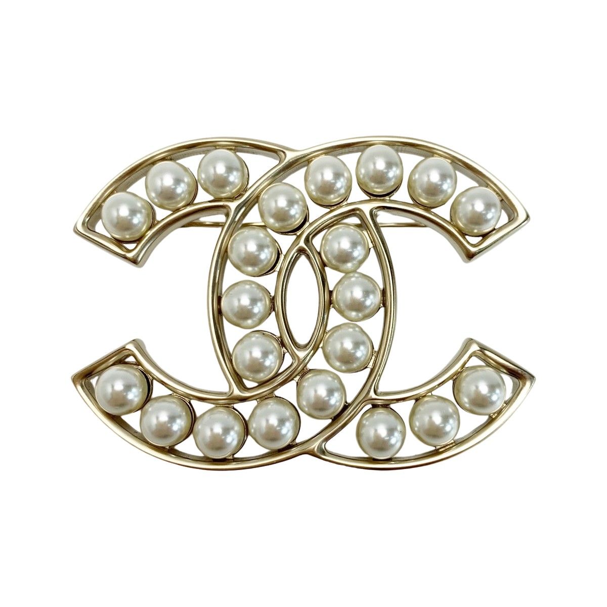 Chanel Cocomark Brooch A64978 Gold Fake Pearl