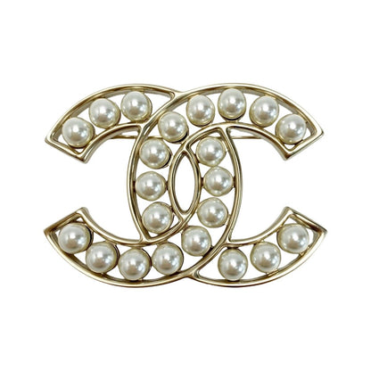 Chanel Cocomark Brooch A64978 Gold Fake Pearl
